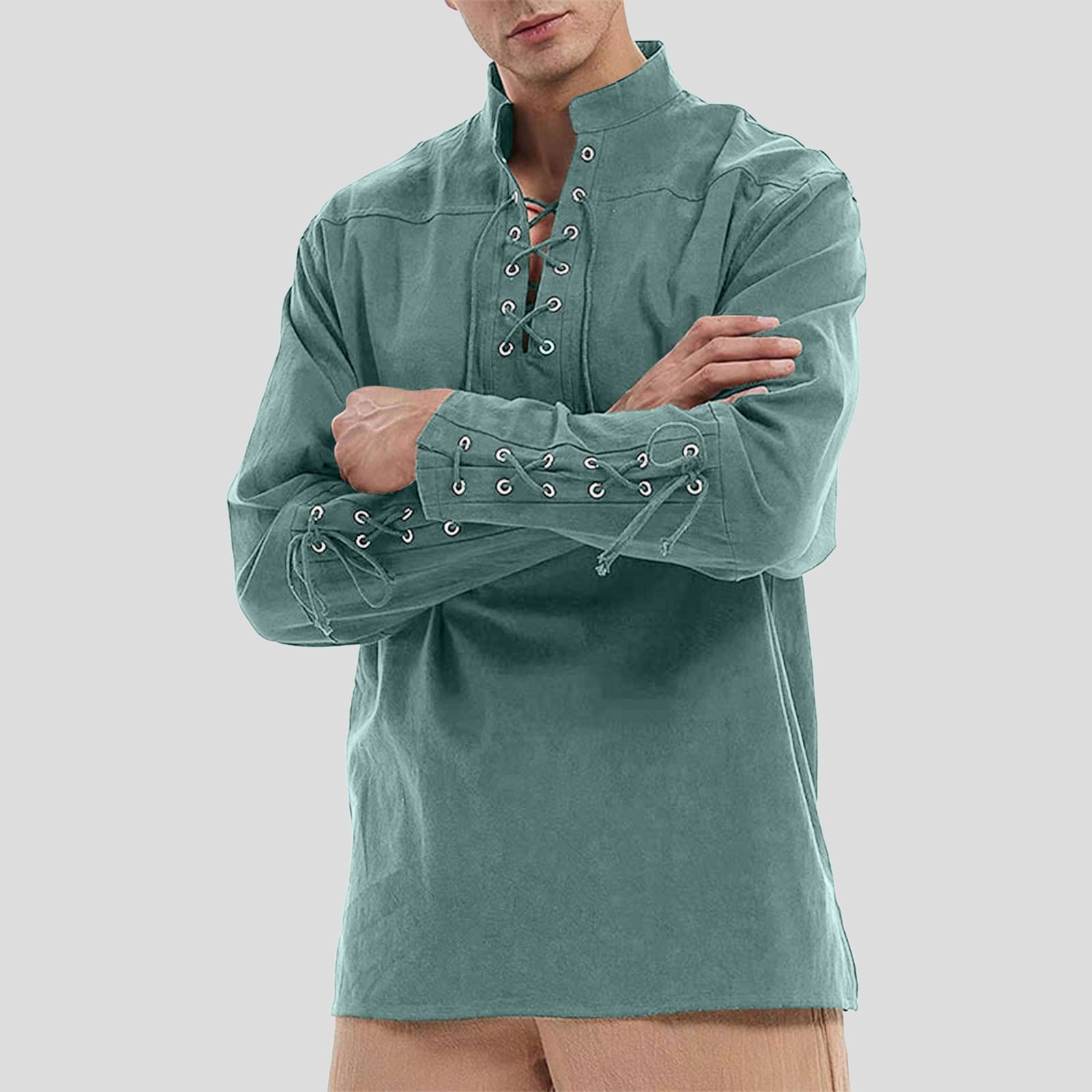 Camisa gótica retro steampunk de manga larga para hombre: color